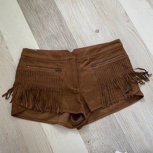BCBG Suede Fringe Shorts